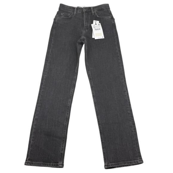 NWT ZARA The Slim Cropped High Rise Jean In Washed Black Size 2 - Picture 3 of 7